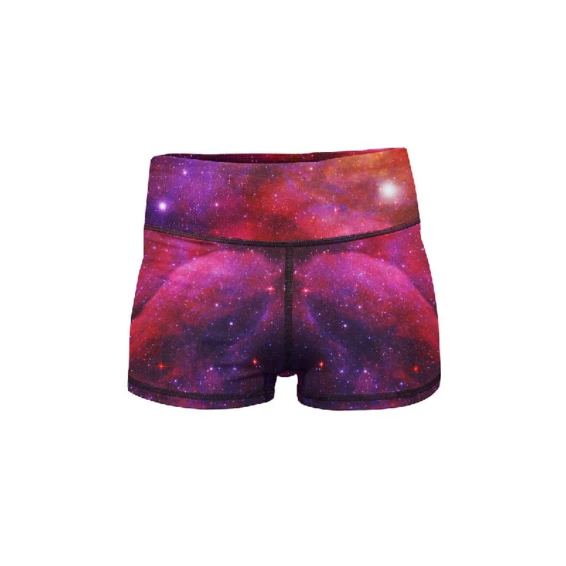 Yoga Shorts with Tummy Control -Starburst Galaxy Yoga Shorts