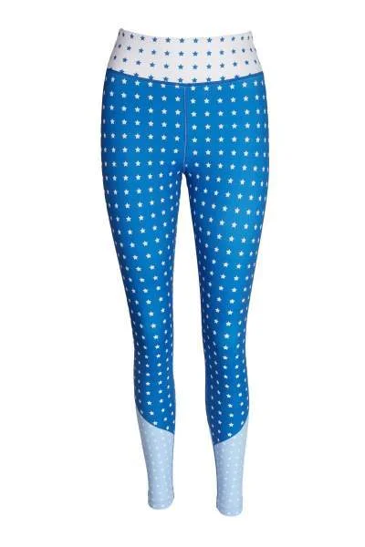 Yoga Pants for Increased Range of Motion -Stardust Blue Star Print Yoga Leggings