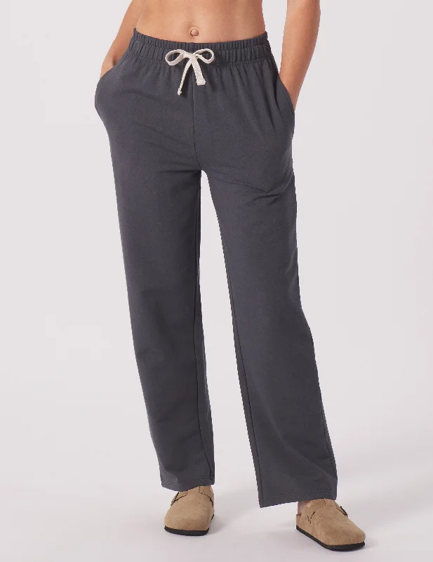 Long Yoga Pants for Women -Straight Leg Sweatpant: Carbon