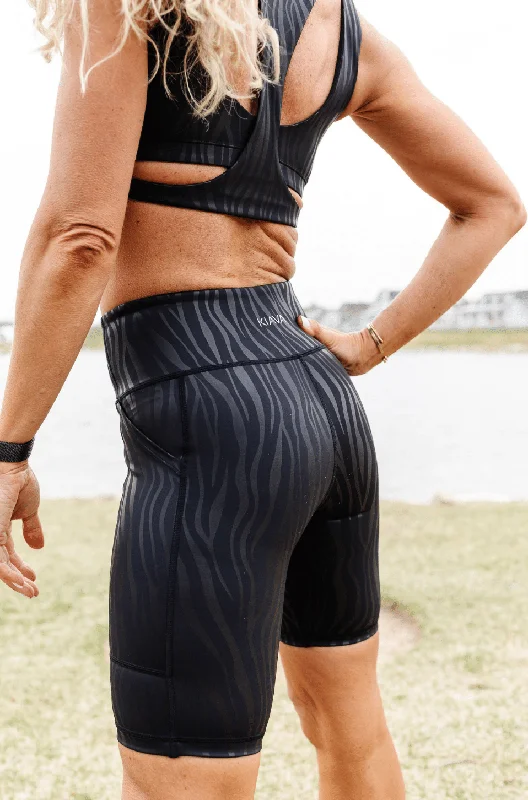 Yoga Shorts for Comfortable Fitness -Stealth Zebra Shorts (Final Few- All Sizes)