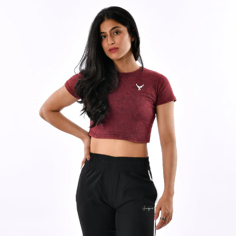 Performance Yoga Tops for Strength -Stone Wash Tie Dye Crop Top