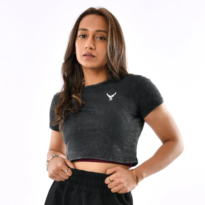 Yoga Tops for Core Strengthening -Stone Wash Tie Dye Crop Top
