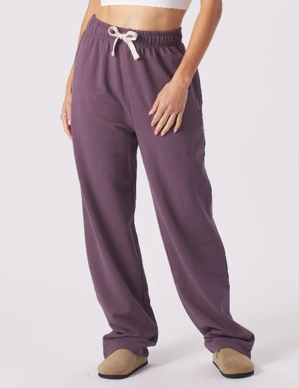 Plus Size Leggings for Yoga -Straight Leg Sweatpant: Berry Wine