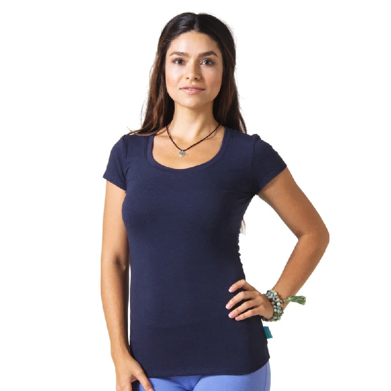 Yoga Tops for Running -Strength Bamboo T-Shirt - Navy