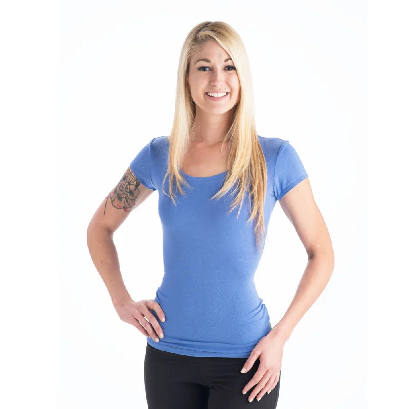 Compression Yoga Tops for Women -Strength Bamboo T-Shirt - Periwinkle