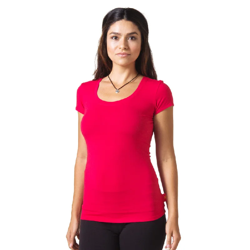 Loose-Fitting Yoga Tops -Strength Bamboo T-Shirt - Red