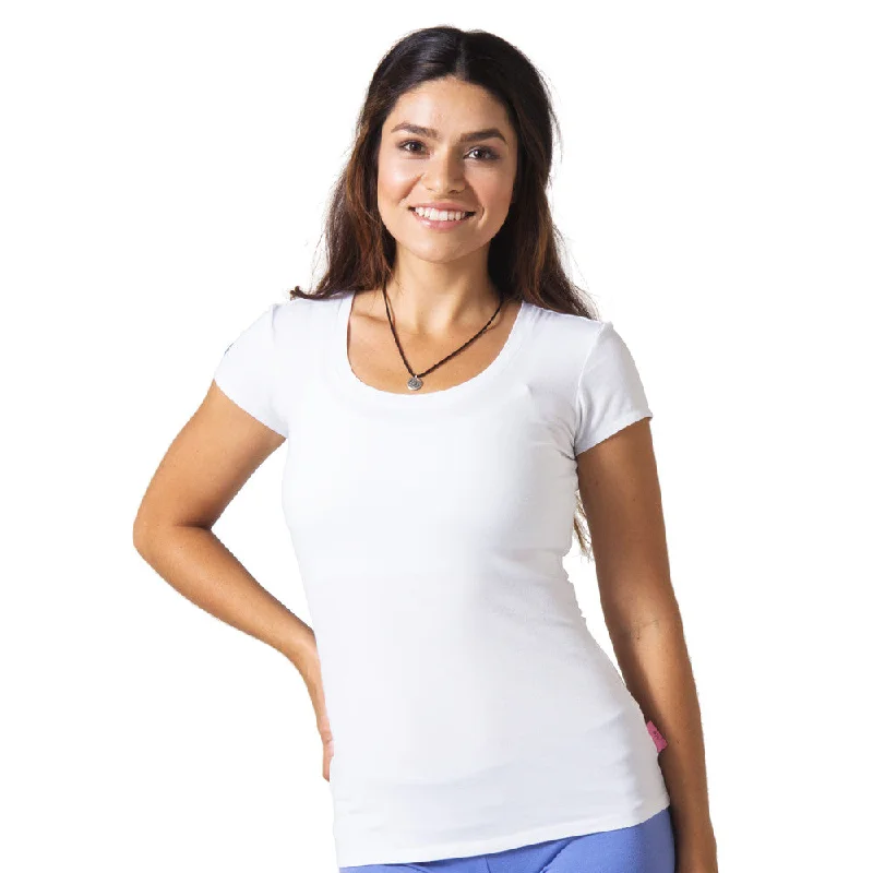Tank Style Yoga Tops -Strength Bamboo T-Shirt White