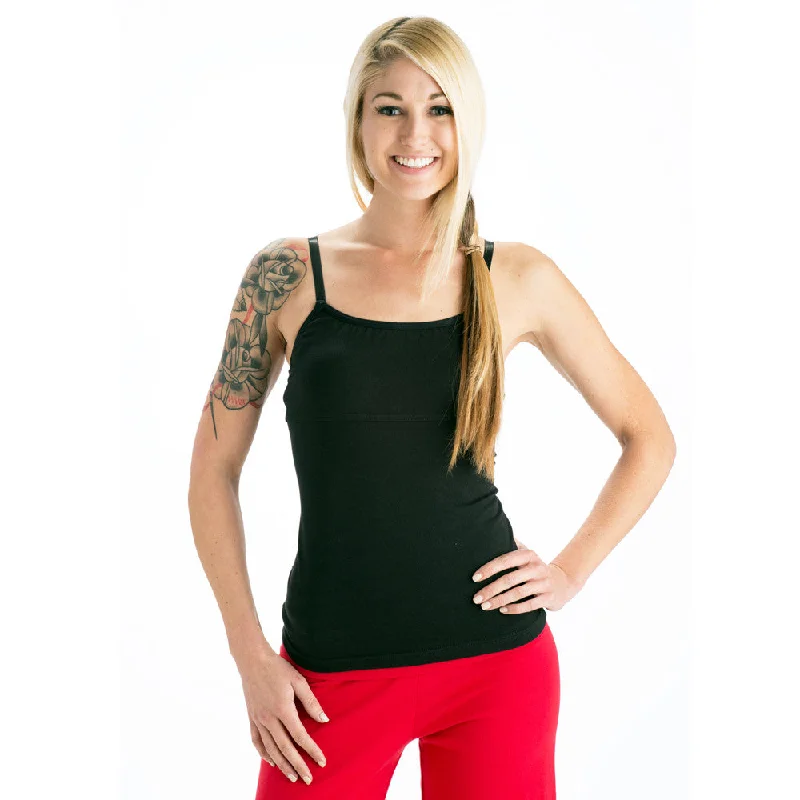 Yoga Tops with Moisture-Wicking Fabric -Strength Yoga Tank Camisole - Black