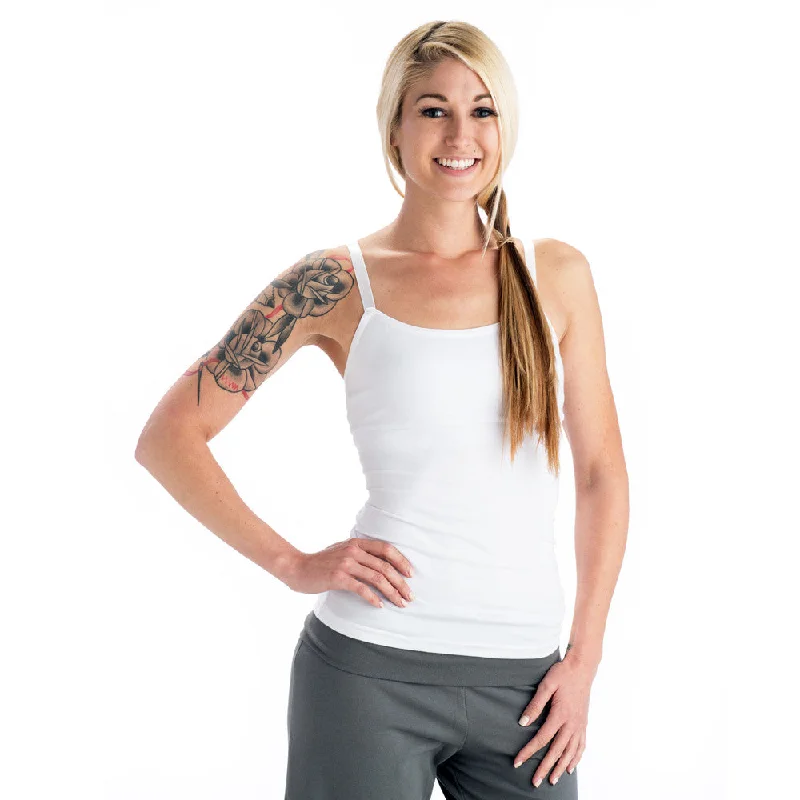 Yoga Tops for Pilates Practice -Strength Yoga Tank Camisole - White