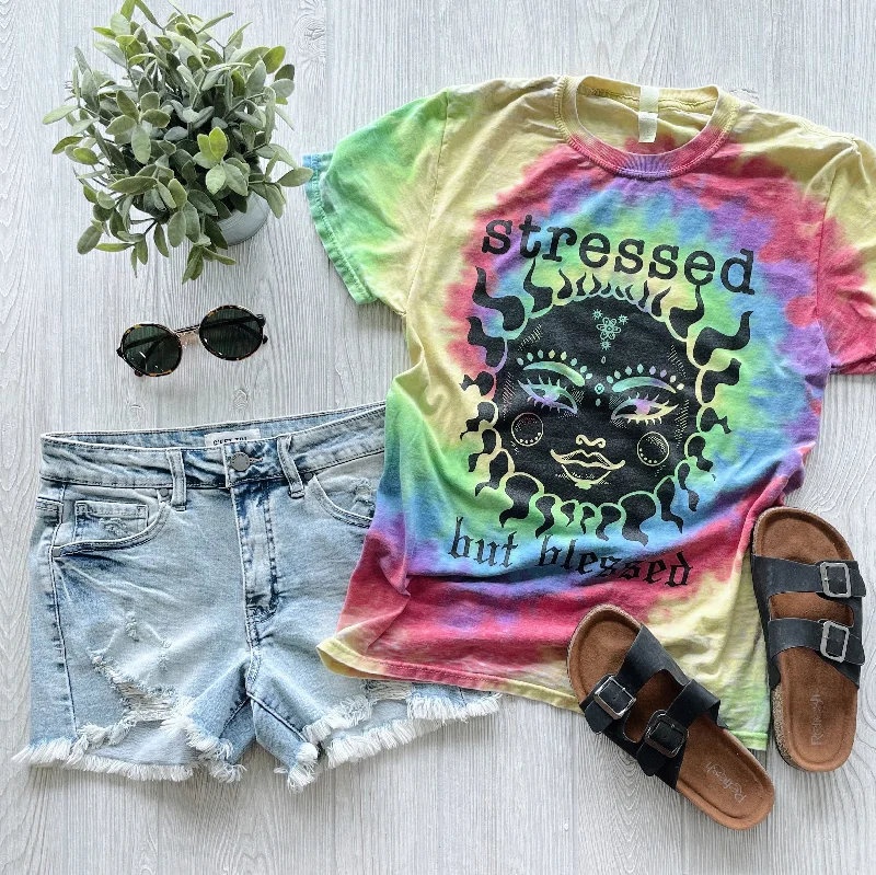 Yoga Tops for Fitness Training -Stressed • Tie Dye Tee