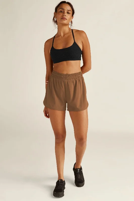 Yoga Shorts for Strength Training and Fitness -Stretch Woven In Stride Lined Shorts- Toffee Yoga Shorts for Strength Training and Fitness -Stretch Woven In Stride Lined Shorts- Toffee