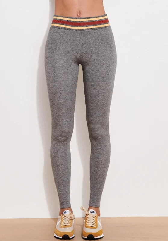 Stylish Women's Yoga Shorts for Fitness -Stripe Waistband Yoga Pant In Heather Grey