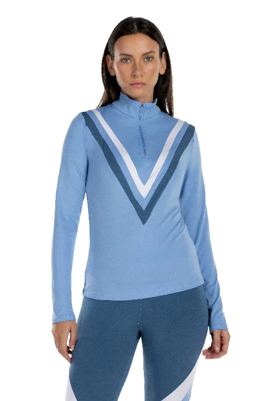 Lightweight Yoga Tops for Ease of Movement -Striped Athletic 1/4 Zip Top