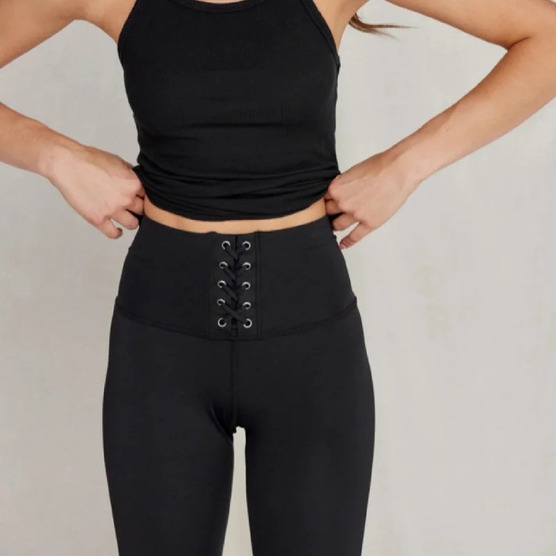Yoga Pants for Strength Building -Kennedy Ankle Legging - Black/Black