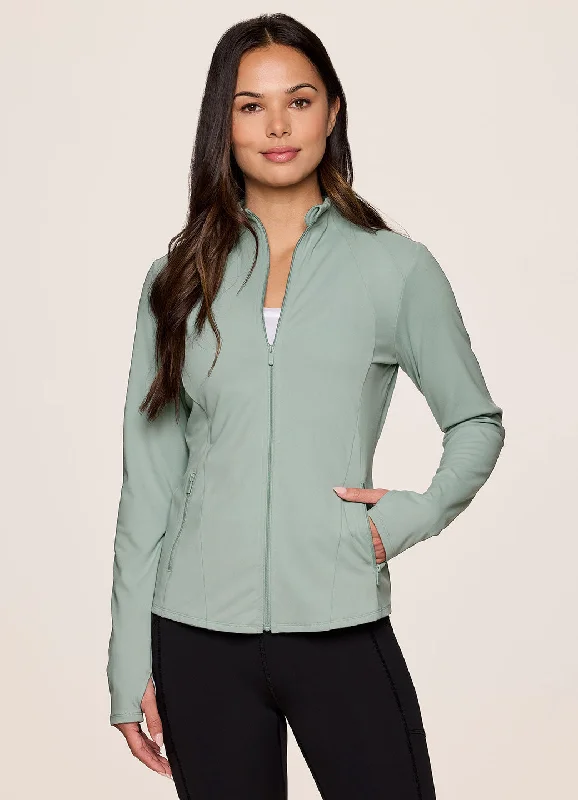 Fitted Yoga Tops for Yoga Class -Studio Daily Super Soft Mock Neck Jacket