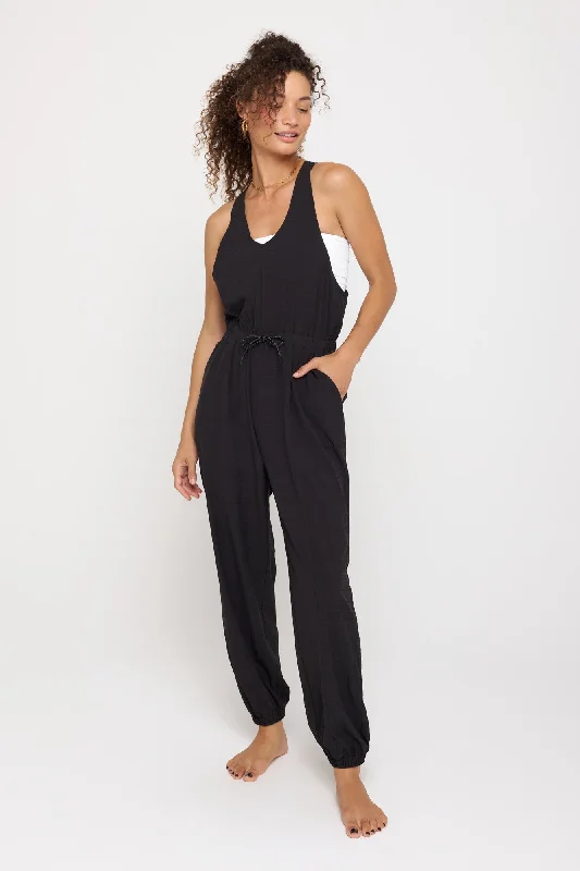 Flattering Yoga Pants for Every Practice -Emmy Woven Jumpsuit