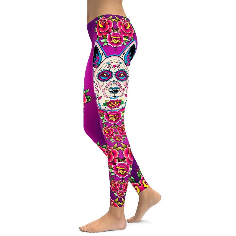 Smooth Fit Yoga Pants -Sugar Skull German Shepherd Leggings