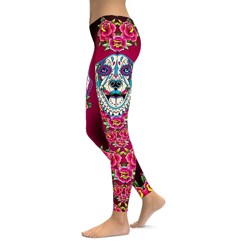 Lightweight Yoga Pants for Easy Movement -Sugar Skull Golden Retriever Leggings