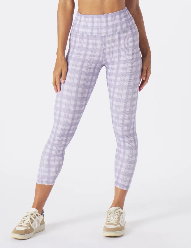 Yoga Pants for Improving Posture -Sultry 7/8 Legging: Amethyst Madras Plaid