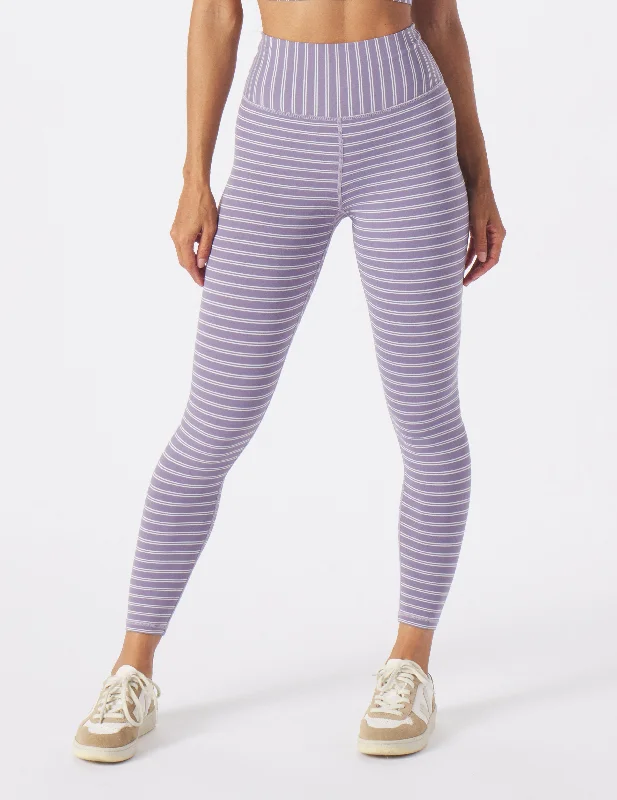 Yoga Pants for Stress Relief -Sultry 7/8 Legging: Amethyst/Oatmilk Stripe