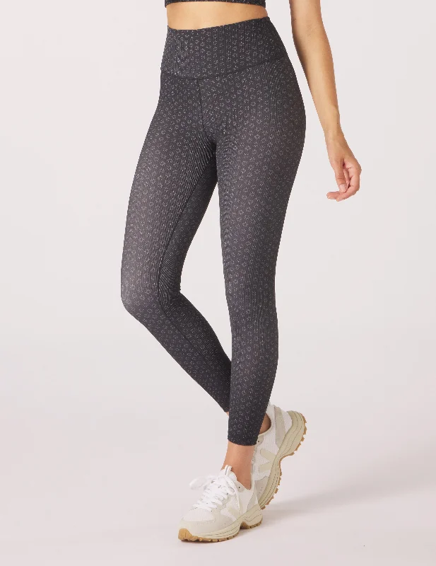 Yoga Pants for Flexibility and Balance -Sultry 7/8 Legging: Black/Ash Grey Sunburst