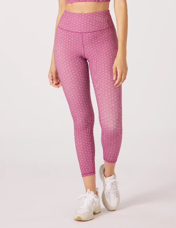 Stretchable Yoga Pants for All Practices -Sultry 7/8 Legging: Rouge/Peony Sunburst