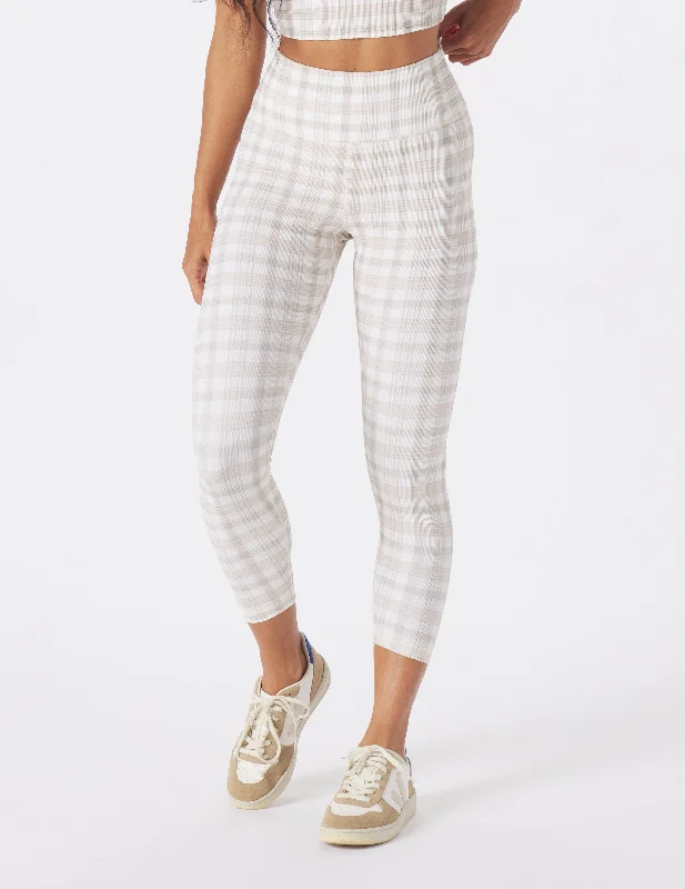 Soft, High-Waisted Yoga Pants for Comfort -Sultry 7/8 Legging: Linen Madras Plaid