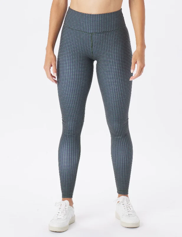 Yoga Pants for Pilates -Sultry Legging: Black/Chive Gingham Plaid