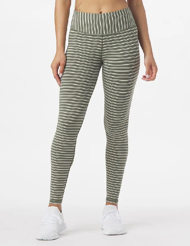 Premium Yoga Pants for Performance -Sultry Legging: Moss & Oatmilk Stripe