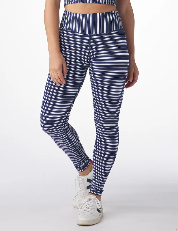 Yoga Pants for Long Workouts -Sultry Legging: Nautical Stripe