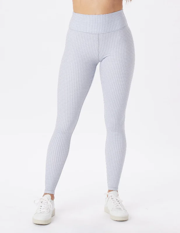 Yoga Pants for Mobility -Sultry Legging: Silver Fog Gingham Plaid