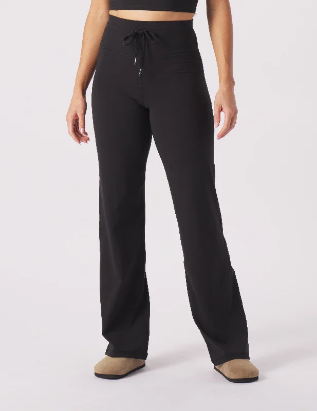 Yoga Pants with Adjustable Waist -Sultry Straight Leg: Black