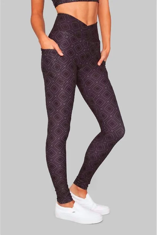 Yoga Shorts for Comfortable Workouts -Summit Crossover Pocket Legging In Purple