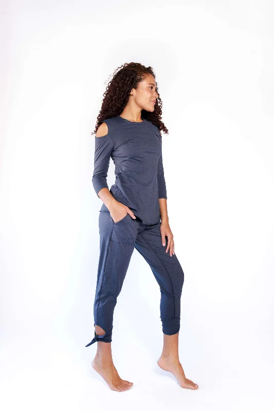 Comfortable Yoga Pants for Long Poses -Sunday Jogger in Navy Blue by Yoga Democracy