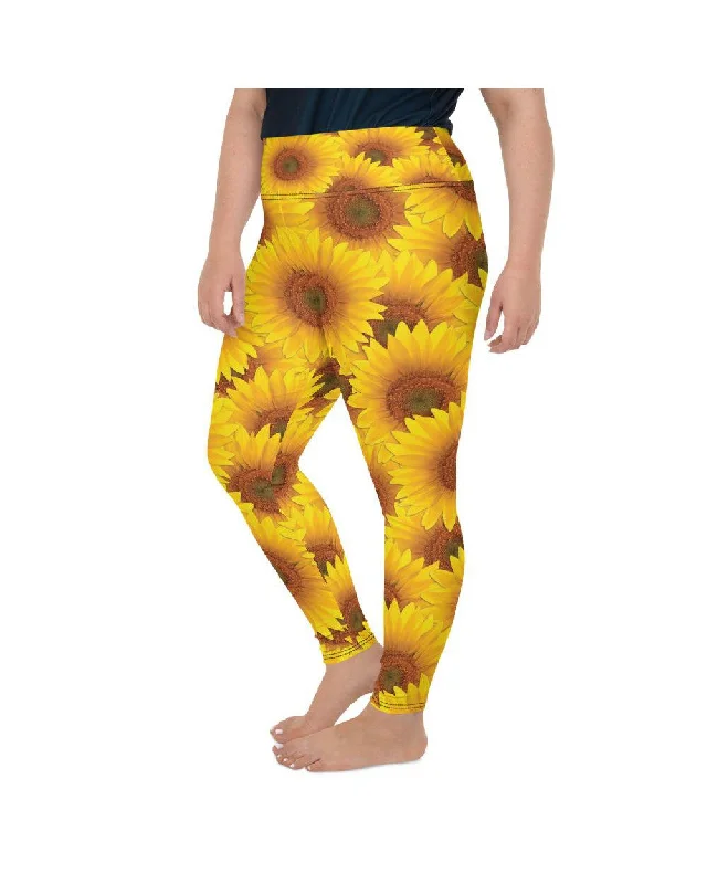 Lightweight Yoga Pants -Sunflower Plus Size Leggings