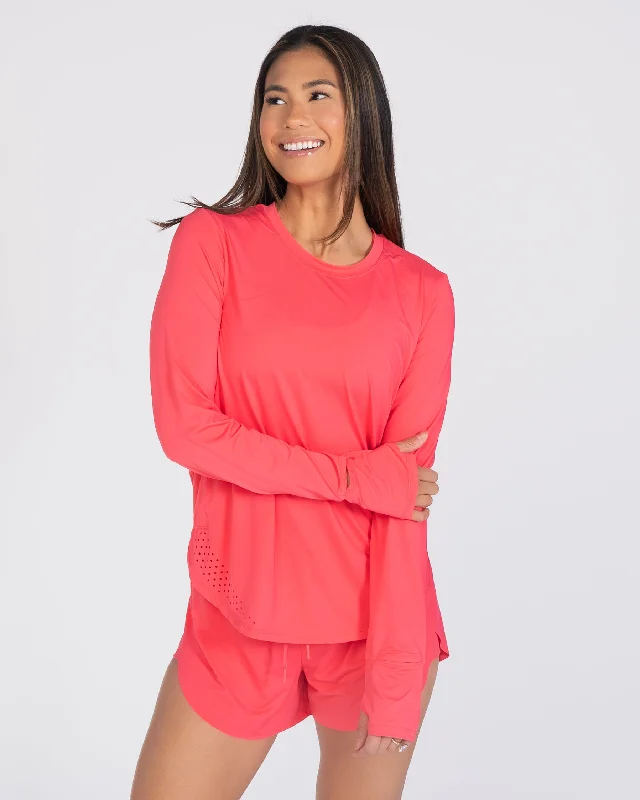 Yoga Tops for Studio Practice -Sunny Days UPF Long Sleeve - Bloom Pink
