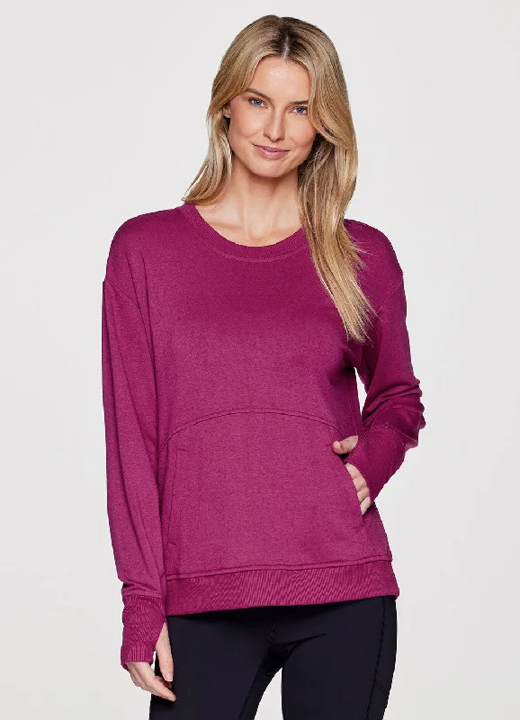 Women's Yoga Tops for Everyday Flexibility -Sunset French Terry Sweatshirt