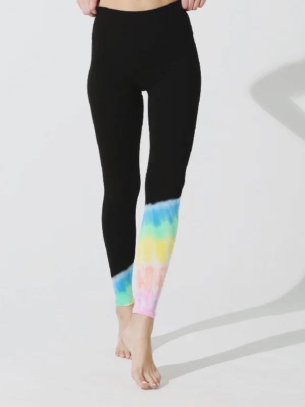 Breathable Yoga Shorts for Comfort -Sunset Legging In Onyx/rainbow