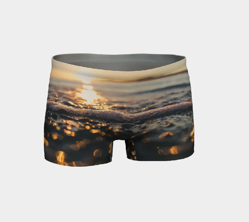 Premium Yoga Shorts for Flexibility and Stretch -Sunset Sea Foam Workout Shorts