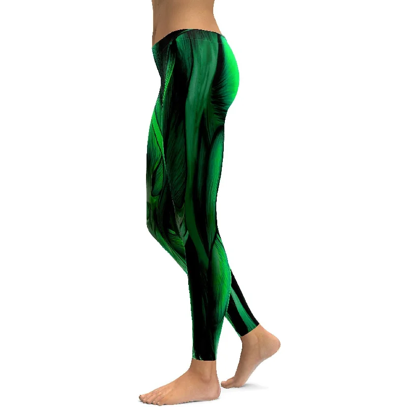 High Compression Yoga Pants -Superhero Green Muscles Leggings