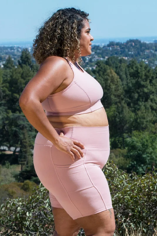 Yoga Shorts for Easy Movement -Pocket Bike Shorts - Blush