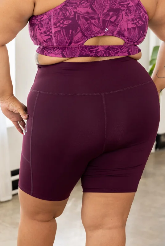 Lightweight Yoga Shorts for Comfortable Movement -Pocket Bike Shorts - Burgundy - FINAL SALE Lightweight Yoga Shorts for Comfortable Movement -Pocket Bike Shorts - Burgundy - FINAL SALE