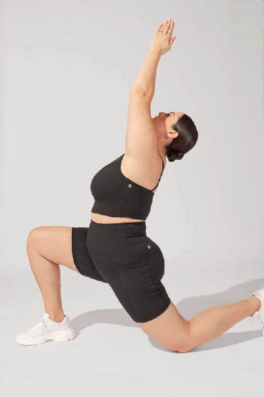 Yoga Shorts for Comfortable Fitness -Supersculpt™ Biker Short with Pockets - Black