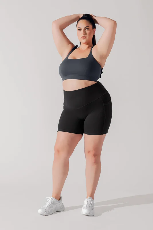 Yoga Shorts for Regular Yoga Practice -Supersculpt™ Midi Short with Pockets - Black