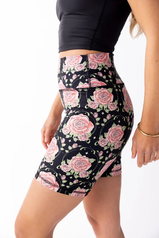 Yoga Shorts for Comfort and Stretching -Swaay Shorts - Midnight Rose