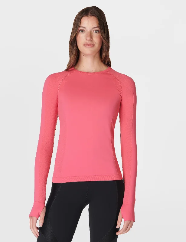 Yoga Tops for Women Who Practice Yoga -Athlete Seamless Gym Long Sleeve Top - Sweet Pink Yoga Tops for Women Who Practice Yoga -Athlete Seamless Gym Long Sleeve Top - Sweet Pink
