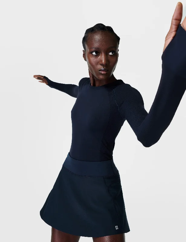 Seamless Yoga Tops for Comfort and Style -Athlete Seamless Workout Long Sleeve Top - Navy