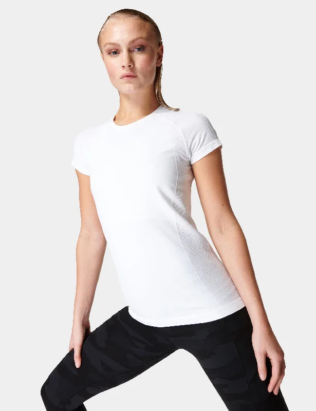 Yoga Tops for High-Intensity Training -Athlete Seamless Gym T-Shirt - White