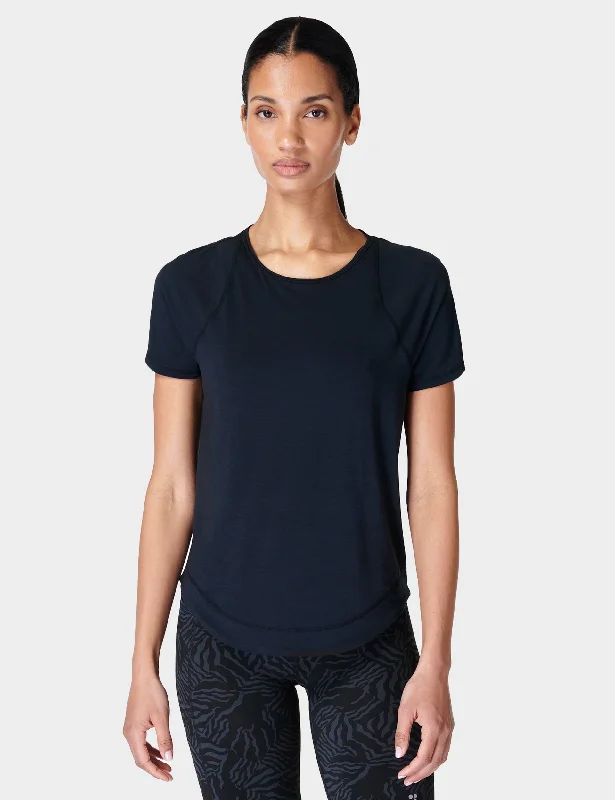 Performance Yoga Tops for Women -Breathe Easy Running T-Shirt - Black