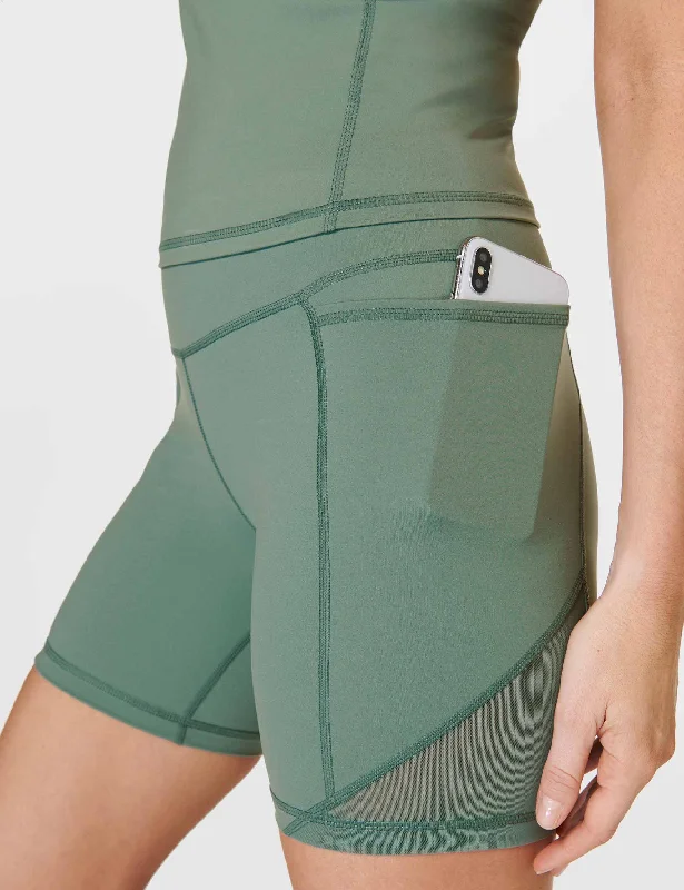 Yoga Shorts for Daily Wear -Power Aerial Mesh 6" Gym Short - Cool Forest Green